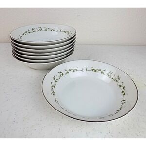 Sheffield Elegance 502 Fine China 8 Fruit/Dessert Bowls Japan Green Floral 5.5"
